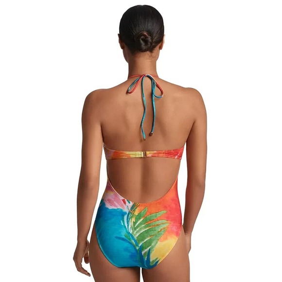 Lauren Ralph Lauren Women's Gathered Front Bandeau One Piece Swimsuit Size 8 - Picture 3 of 3